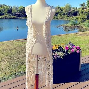 Landry Midi Floral Crochet Coverup ivory OS